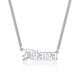 One Day Only！Iefil Custom Name Necklace Personalized now 55.0% off , Stainless Steel Old English C..