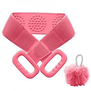 Back Scrubber for Shower with Loofah, Anseya 31.5 Inch/80cm Silicone Body Brush, Extra Long Exfoliat