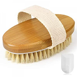 Dry Brushing Body Brush, Exfoliating Brush with Wall Hook-Shower Bath Brushes with 100% Natural Boar
