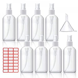 Squish 8Pcs Plastic Spray Bottle, 8.5oz/250ml Empty Portable Refillable Makeup Clear Sprayer Bottle