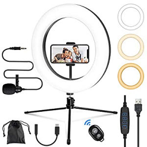 One Day Only！iMartine 10" Selfie LED Ring Light with Microphone now 60.0% off ,Tripod Stand,Phone ..