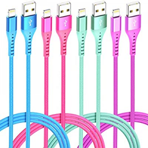 74.0% off Lightning Cable iPhone Charger 4Color 4Pack(6/3/3/1ft) Apple Certified Unbreakable Fast ..