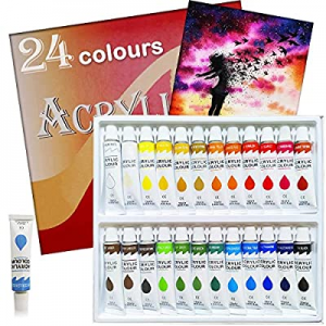 60.0% off Acrylic Paint Set 24 Colors Tubes Acrylic Paints for Painting Non Toxic Paint Sets for K..
