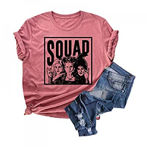 50.0% off Qrupoad Womens Sanderson Sisters Squad T-Shirt Funny Squad Goals Halloween Short Sleeve ..