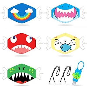 5-Pack Kids Face Madks Reusable Adjustable Breathable Face Madks For Kids, Cloth Face Madks Washable