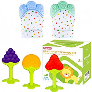 Teething Mittens for Baby (2 Pack) with Baby Teething Toys (3 Pack) now 40.0% off , Self Soothing ..