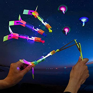 10pcs Amazing Led Light Arrow Rocket Helicopter Flying Toy Party Fun Gift Elastic now 50.0% off 