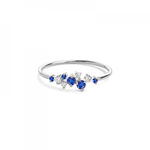 One Day Only！YJLEEX Birthstone Cluster Ring for Women in Sterling Silver Dainty Stackable Ring now..