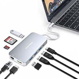 DesertWest USB C Hub, 9 in 1 USB C Adapter with 90W Power Delivery,4K USB C to HDMI, Ethernet Port, 
