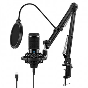USB Microphone Kit for Computer, JEEMAK Professional Condenser Microphone Set with Adjustable Mic Ar