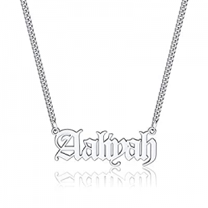 One Day Only！Iefil Custom Name Necklace Personalized now 55.0% off , Stainless Steel Old English C..