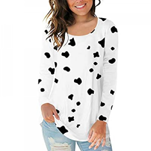 One Day Only！Sousuoty Womens Halloween Shirts Long Sleeve Scoop Neck Tops Casual now 50.0% off 