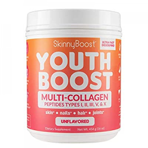 Youth Boost Advanced Multi Collagen Powder - 5 Types of Hydrolyzed Collagen Peptides for Hair, Skin,