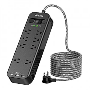 Surge Protector Power Strip, 2700Joules 6FT Braided Long Extension Cord with 8-Outlet/3-USB Charging