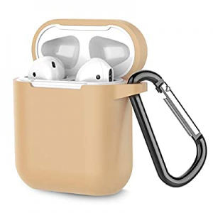 Coffea Protective Silicone Case with Keychain for Apple AirPods 1 & 2 (Front LED Not Visible) (Khaki