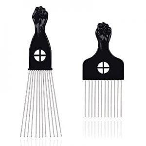 2 Pieces Hair Pick Afro Pick Metal Pick Comb Detangle Wig Braid Twist Hair Styling Comb Hair Comb Pi