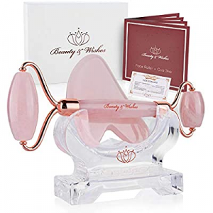 Jade Roller and Gua Sha Face Luxury Anti Aging Tool Set with Countertop Stand – Grade A – Authentic 