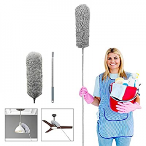 Telescoping Microfiber Duster for Cleaning,Ceiling Fan Duster,Retractable Stainless Steel Pole,Benda