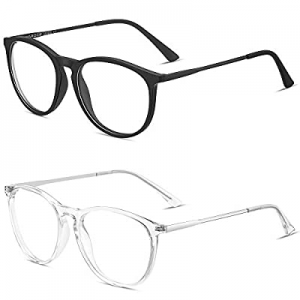 YAROCE Blue Light Glasses, 2-Pack Anti Glare UV Digital Eyestrain Round Computer Gaming Blue Light B