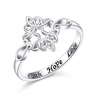 Inspirational Jewelry Sterling Silver Faith Hope Love Sideways Cross Ring, Size 5-10 now 50.0% off 