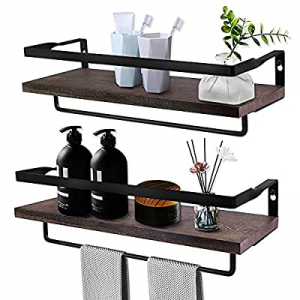 VSADEY Floating Shelves Wall Mounted with Towel Bar and Rails now 15.0% off , Wall Shelves Floatin..