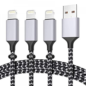 One Day Only！Phone Charger Cable - High Speed Data and Charging, Nylon Braided （3 Pack 6FT） now 50..
