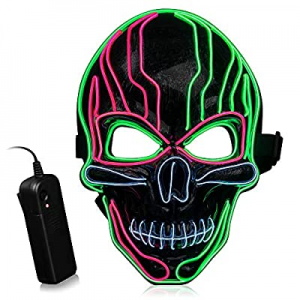 SZILBZ LED Light up Mask Scary Glowing Masks with 3 Lighting Modes for Festival Party Halloween no..