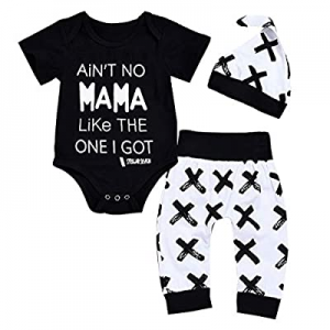 40.0% off 2pcs Newborn Toddler Kids Baby Boys Girls Black T-Shirt Tops+White Cross Print Pants Out..