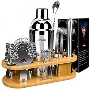 One Day Only！19-Piece Bartender Kit now 50.0% off , PECHAM Stainless Steel Cocktail Shaker Set Bar..
