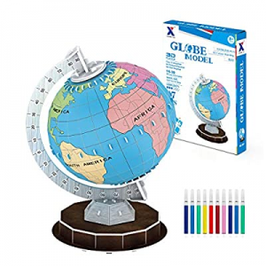 Educational Art Crafts KIT - 47PCS 3D Globe Coloring Puzzles for Kids now 50.0% off , Fun Painting..