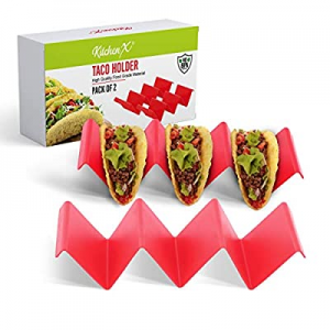One Day Only！Premium Taco Holders Pack of 2 -Taco Stand Holds Up To 3 Tacos Each - Sturdy now 25.0..