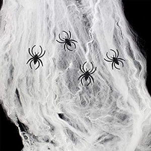 50.0% off Adeeing Halloween Stretch Spider Webs 300 sqft Fake Cotton Spider Webbing Halloween Indo..