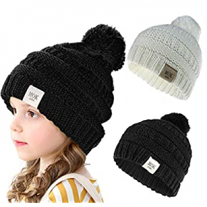 50.0% off Beanies Hats Baby Girls Boy with Pom Poms Warm Cable Knit Hat for Toddler Kids Crochet S..