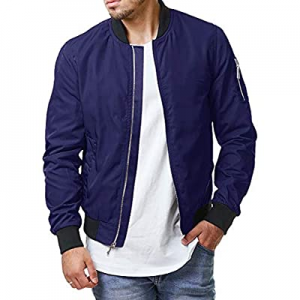 Bbalizko Mens Lightweight Bomber Jackets Varsity Zip Up Quilted Baseball Fall Coats with Pockets n..