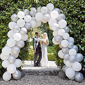 White Gray Balloon Garland Arch Kit now 50.0% off , 64 Pack 10 Inch Metallic White Party Balloons ..
