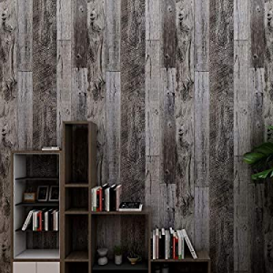 40.0% off HAMIGAR Grey Wood Peel and Stick Wallpaper Self-Adhesive Paper Decorative Wall Covering ..