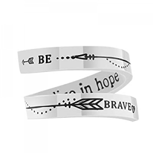 One Day Only！50.0% off BE BRAVE WE LIVE IN HOPE Inspirational Stainless Steel Engraving Adjustable..