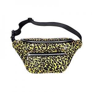 One Day Only！Geestock Leopard Fanny Packs PU Leather Bumbag Women Belt Bag Cute Waist Pack with Ad..