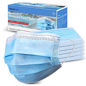 One Day Only！50 pcs Disposable Face Masks,TomrickCare 50pcs 3-Ply Breathable Facial Safety Mask-bl..