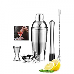 One Day Only！Cocktail Shaker Set 6 Piece now 50.0% off , 25 oz Martini Shaker, Stainless Steel Dri..