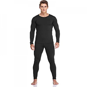JZCreater Men Thermal Underwear Set Winter Base Layer Top & Bottom Ultra Soft Long John Set Black ..