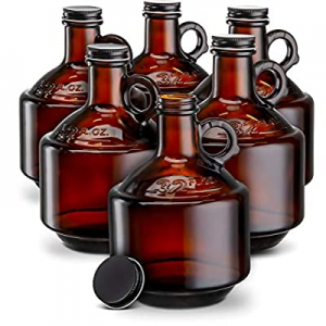 Amber Glass Bottles now 41.0% off , by Kook, Growlers, with Black Plastisol Lined Lids, Beer, Soda..