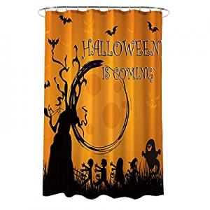 One Day Only！AmazerBath Halloween Shower Curtain now 50.0% off , Trick or Treat Theme Decor Polyes..