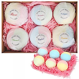 Bath Bombs Gift Set, 6PCS Handmade Natural Organic Fizzy Bubble Bath Bombs Birthday Gift Idea for Wo