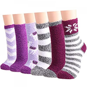 Fuzzy Socks for women 6 Pcs, Slipper Socks Warm Cozy Fluffy Socks for Girls Winter Sleeping Home n..