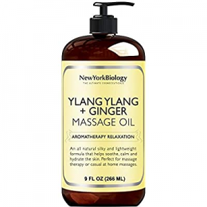 New York Biology Ylang Ylang and Ginger Massage Oil - 100% Natural Ingredients - Sensual Body Oil Ma