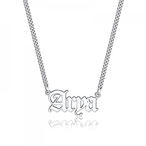 One Day Only！Iefil Custom Name Necklace Personalized now 70.0% off , Stainless Steel Old English C..