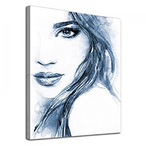70.0% off Beauty Wall Art Abstract Canvas Pictures Blue Fashion Woman Watercolor Lady Modern Artwo..