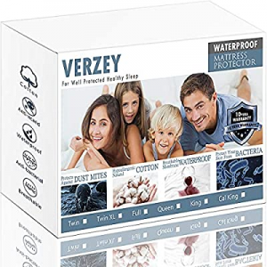 VERZEY Bedding Twin XL Size Waterproof Mattress Protector - Fitted 14 Inches Deep Pocket - Hypoall..