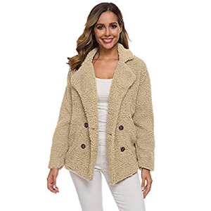 E.JAN1ST Women's Open Front Fleece Fluffy Jacket Oversized Casual Lapel Coat with Pockets now 70.0..